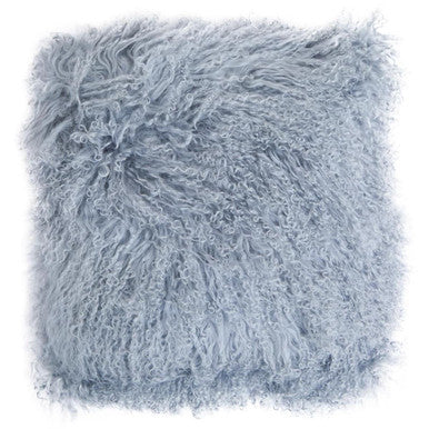 Bosie Real Mongolian Fur Grey Square Cushion
