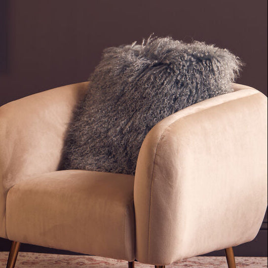 Bosie Real Fur Grey Square Cushion | Mongolian