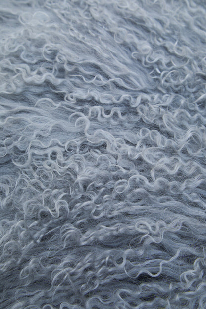 Bosie Real Mongolian Fur Grey Square Cushion