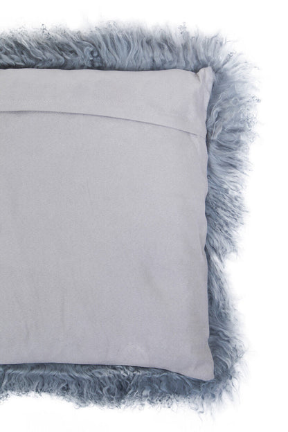 Bosie Real Mongolian Fur Grey Square Cushion