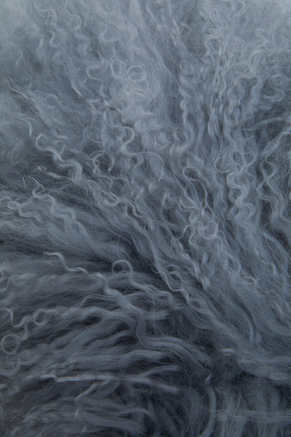 Bosie Real Mongolian Fur Grey Rectangular Cushion