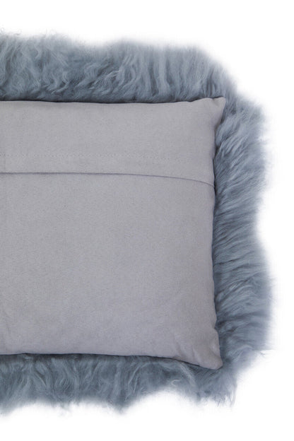 Bosie Real Mongolian Fur Grey Rectangular Cushion