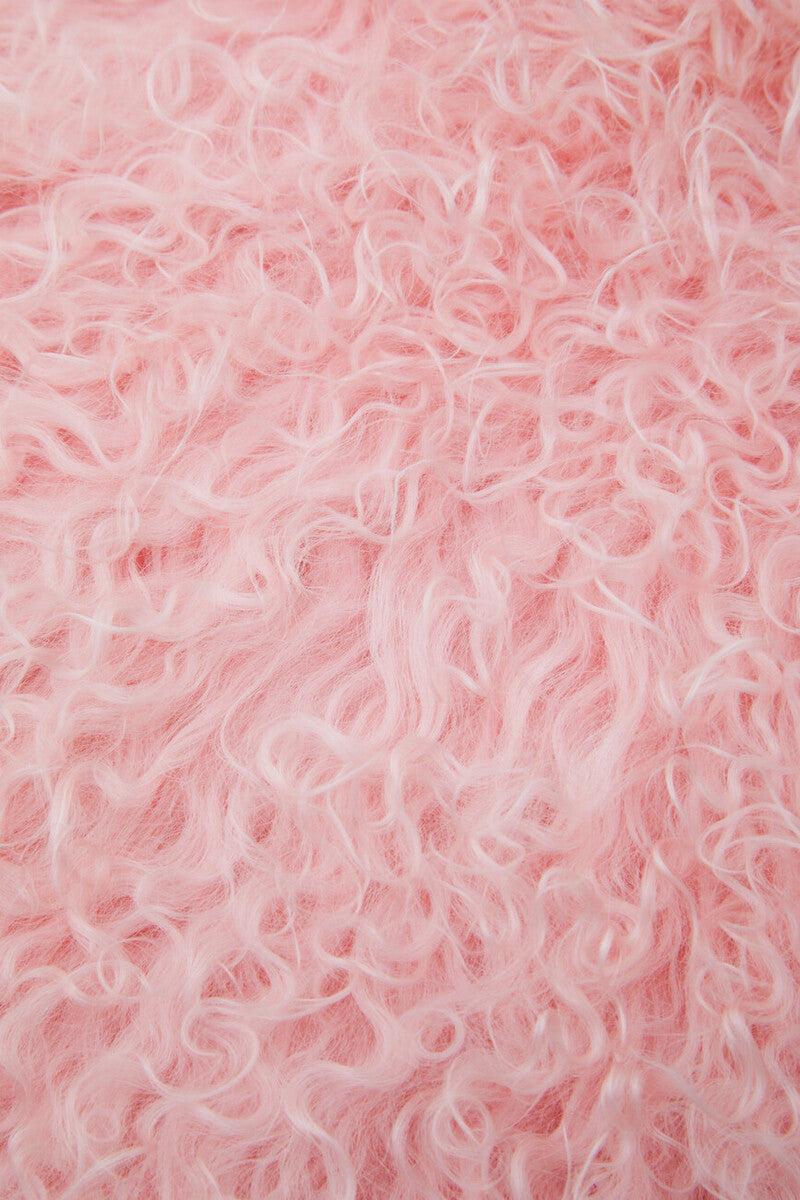 Bosie Real Mongolian Fur Pink Rectangular Cushion