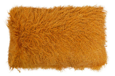 Bosie Real Mongolian Fur Ochre Rectangular Cushion