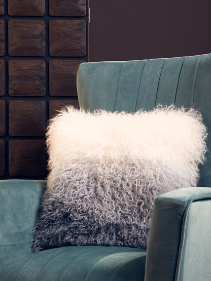 Bosie Real Fur Grey Ombre Square Cushion | Mongolian