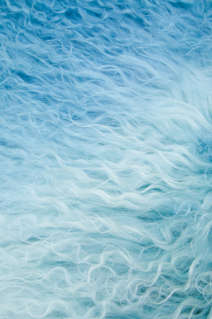 Bosie Real Mongolian Fur Blue Ombre Square Cushion