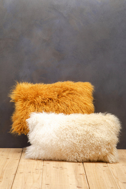 Bosie Real Mongolian Fur Natural Ombre Rectangular Cushion