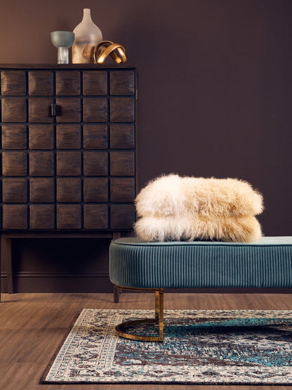 Bosie Real Mongolian Fur Natural Ombre Rectangular Cushion