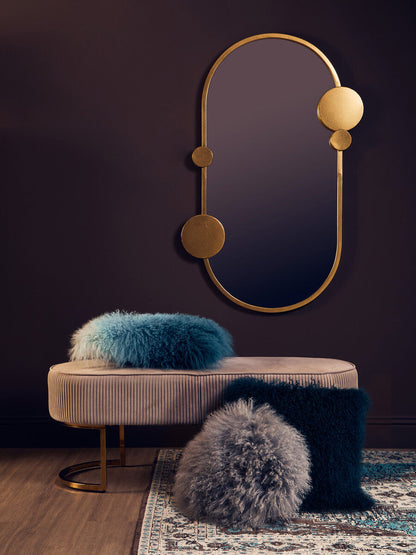 Bosie Real Mongolian Fur Grey Round Cushion