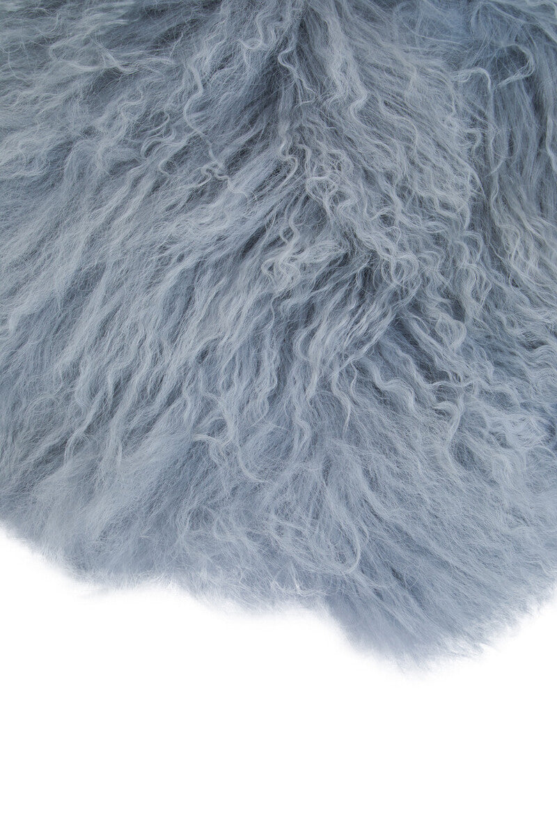 Bosie Real Mongolian Fur Grey Round Cushion