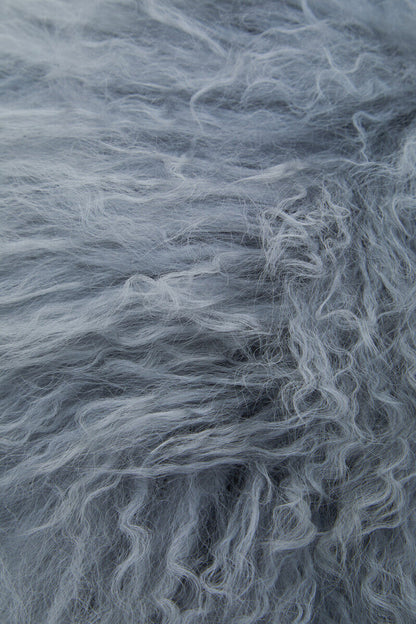 Bosie Real Mongolian Fur Grey Round Cushion