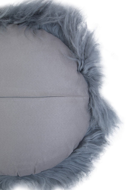 Bosie Real Mongolian Fur Grey Round Cushion