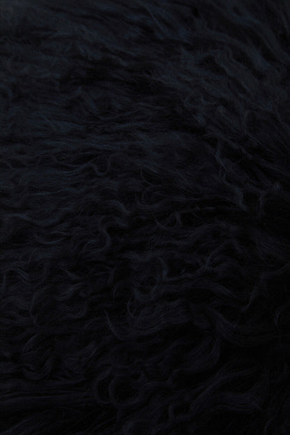 Bosie Real Mongolian Fur Black Round Cushion