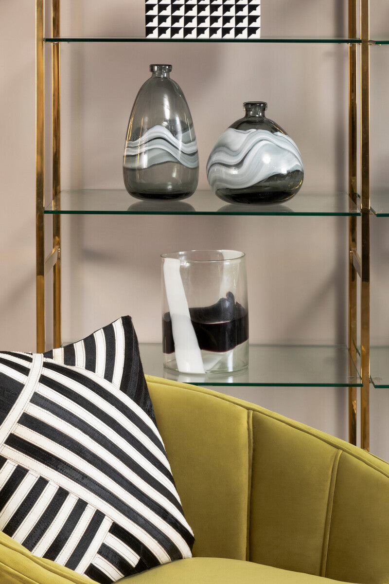 Bosie Safira Black and White Hair on Leather Cushion