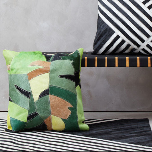 Bosie Safira Botanical Hair on Leather Cushion