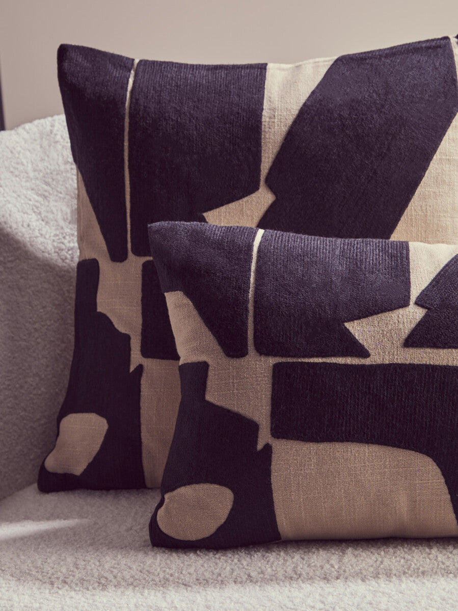 Bosie Ozella Black and Natural Square Cushion