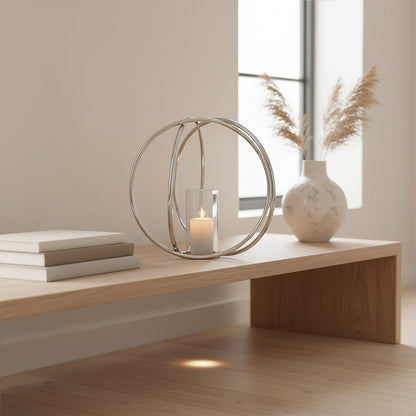 Large Silver Finish Candle Holder | Aura
