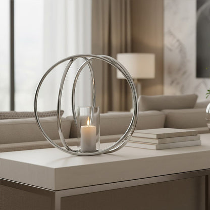 Large Silver Finish Candle Holder | Aura