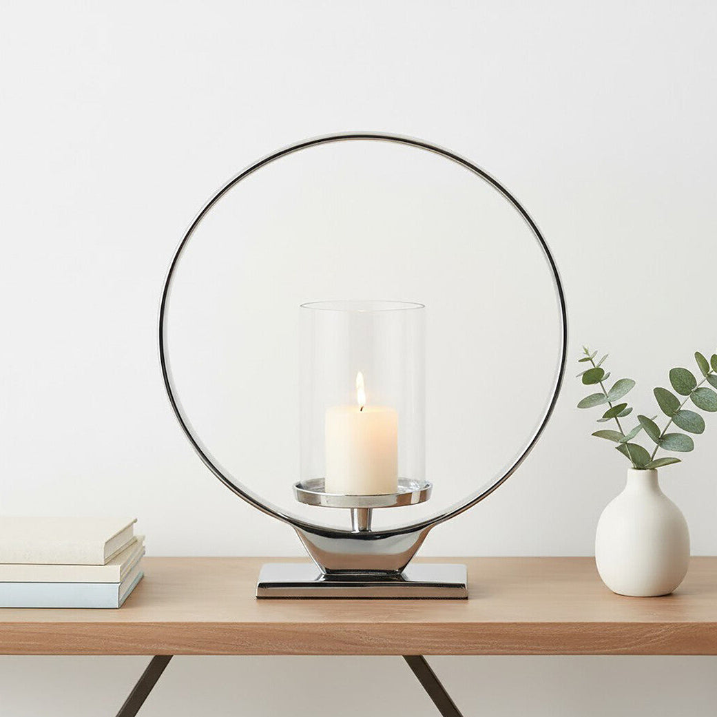 Medium Silver Finish Candle Holder | Cirqua