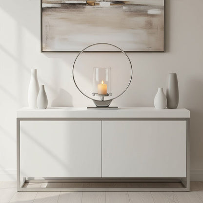 Medium Silver Finish Candle Holder | Cirqua