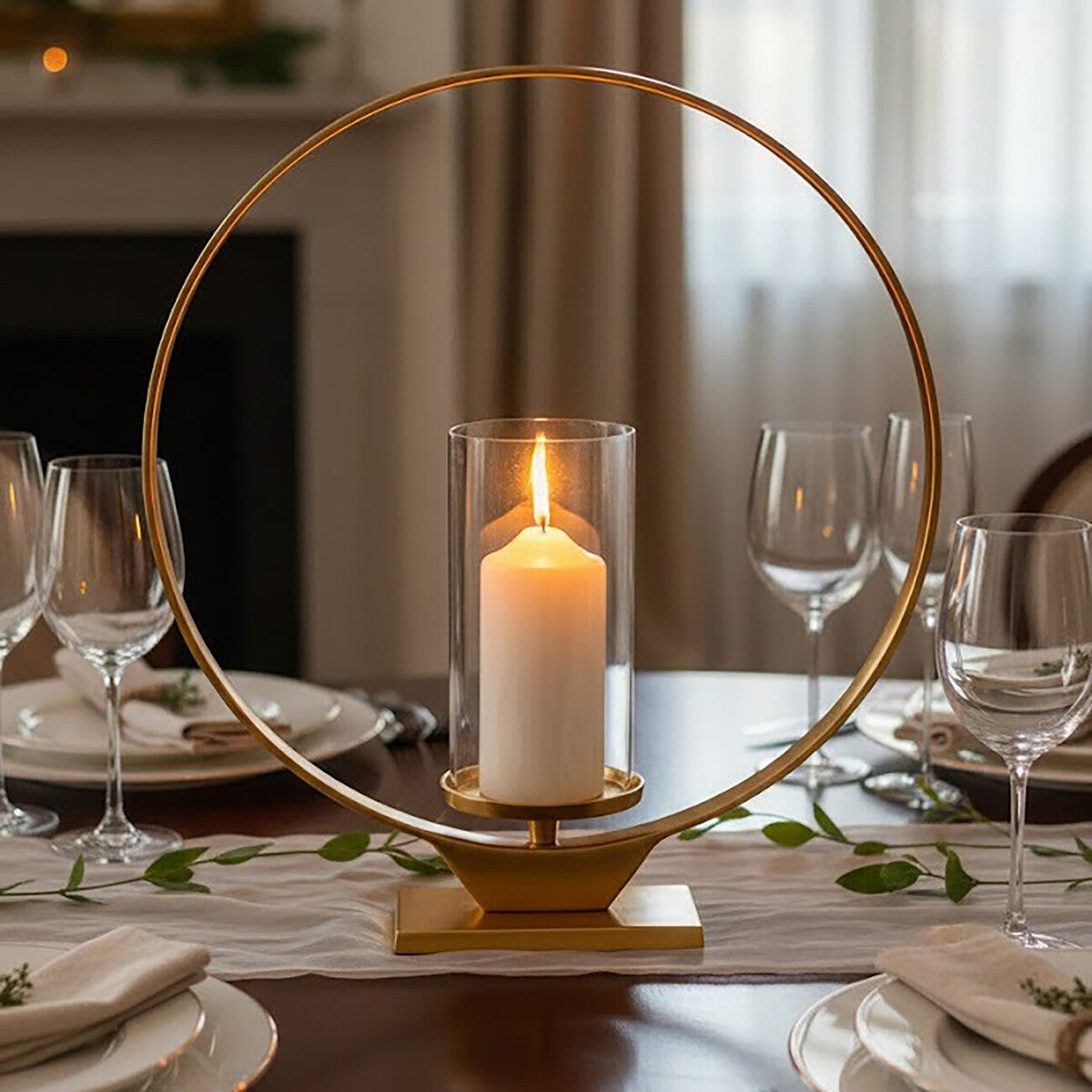 Cirqua Large Gold Finish Candle Holder