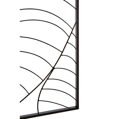Trento Small Black Metal Frame Leaf Design Wall Art