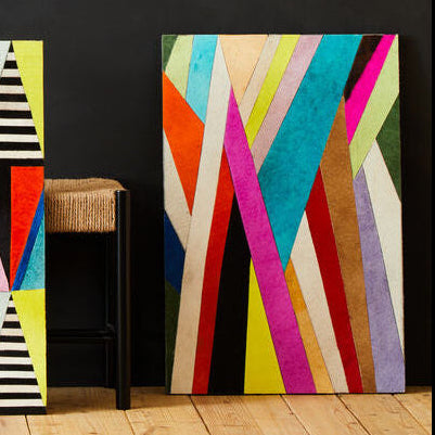 Genuine Leather Striped Wall Art | Safira
