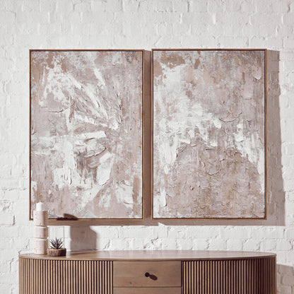 Set of 2 Neutral Tones Textured Wall Art | Astratto
