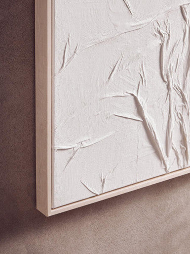 Astratto White Hand Painted Sculptural Fabric Wall Art