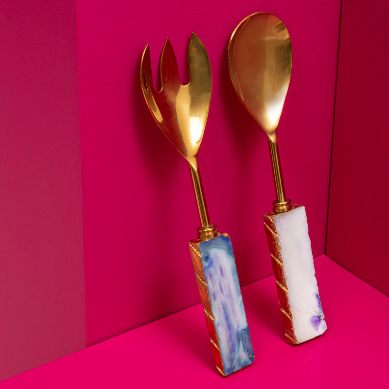 Bowerbird Agata Blue Warm Metallic Serving Set