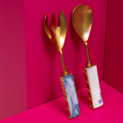 Bowerbird Agata Blue Warm Metallic Serving Set