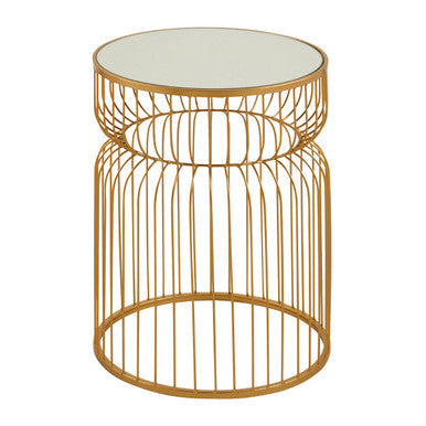 Avantis Gold Metal Wireframe Round Side Table