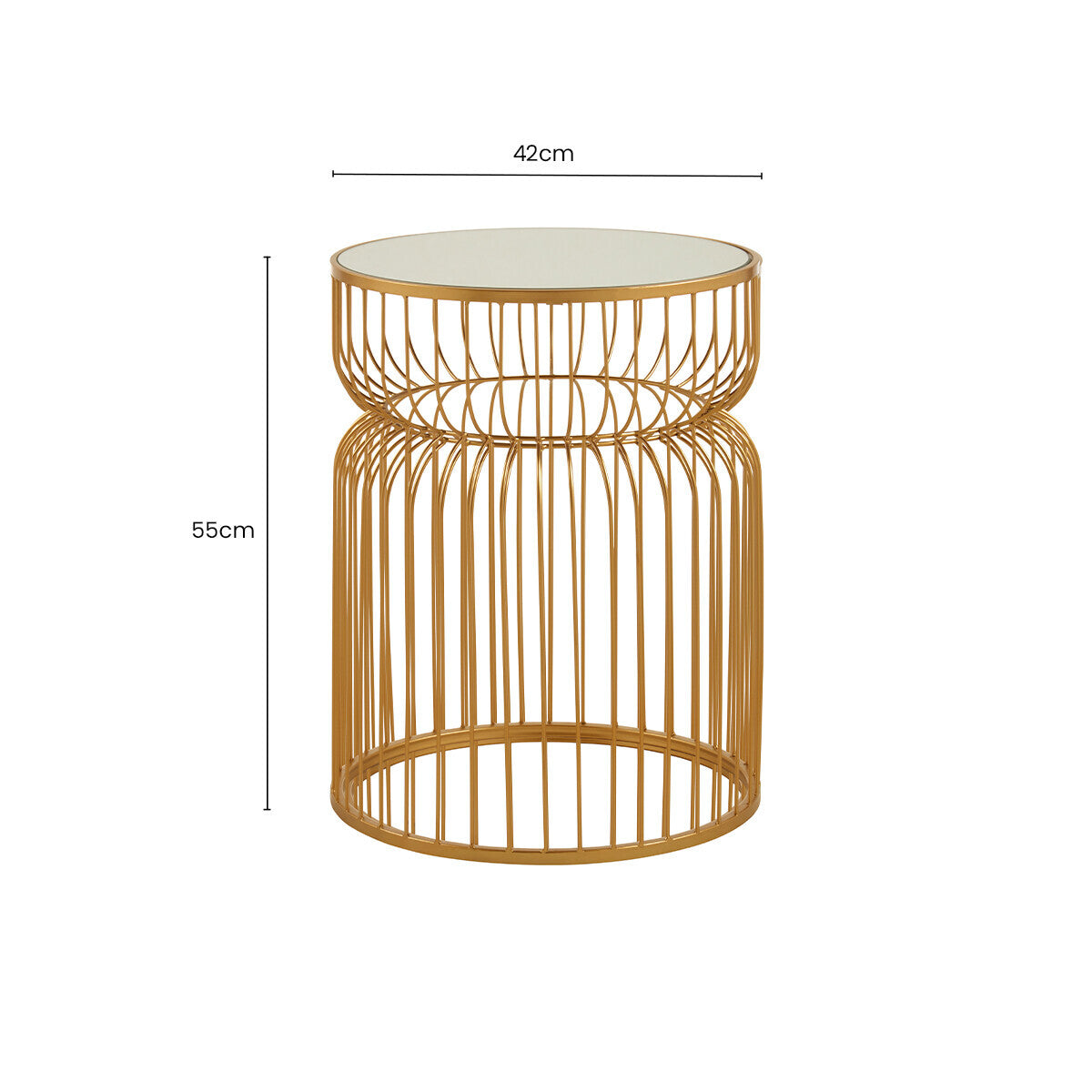 Avantis Gold Metal Wireframe Round Side Table