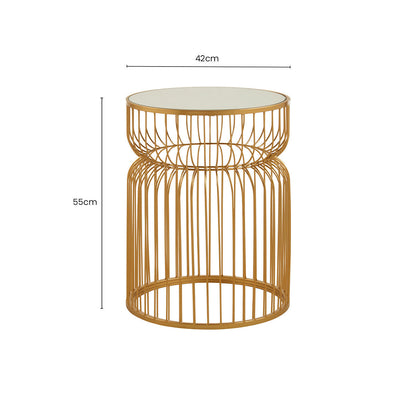 Avantis Gold Metal Wireframe Round Side Table