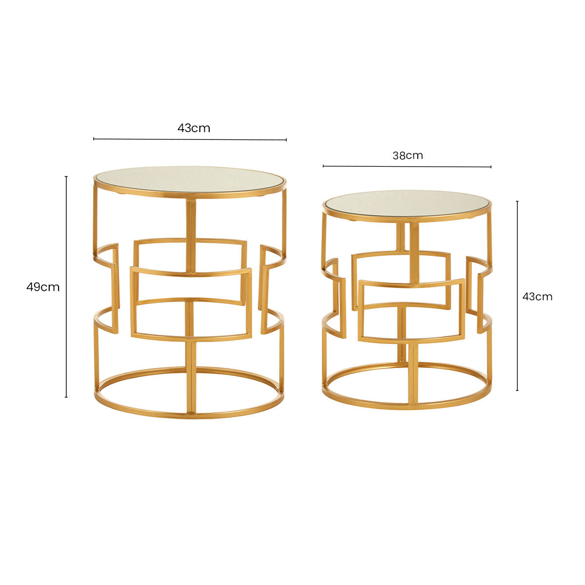 Avantis Set Of Two Gold Metal Round Side Tables