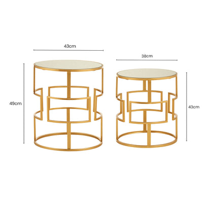 Avantis Set Of Two Gold Metal Round Side Tables