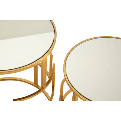 Avantis Set Of Two Gold Metal Round Side Tables