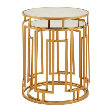 Avantis Set Of 2 Mirrored Top Round Side Tables