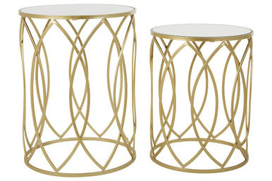 Avantis Set Of 2 Champagne Finish Side Tables