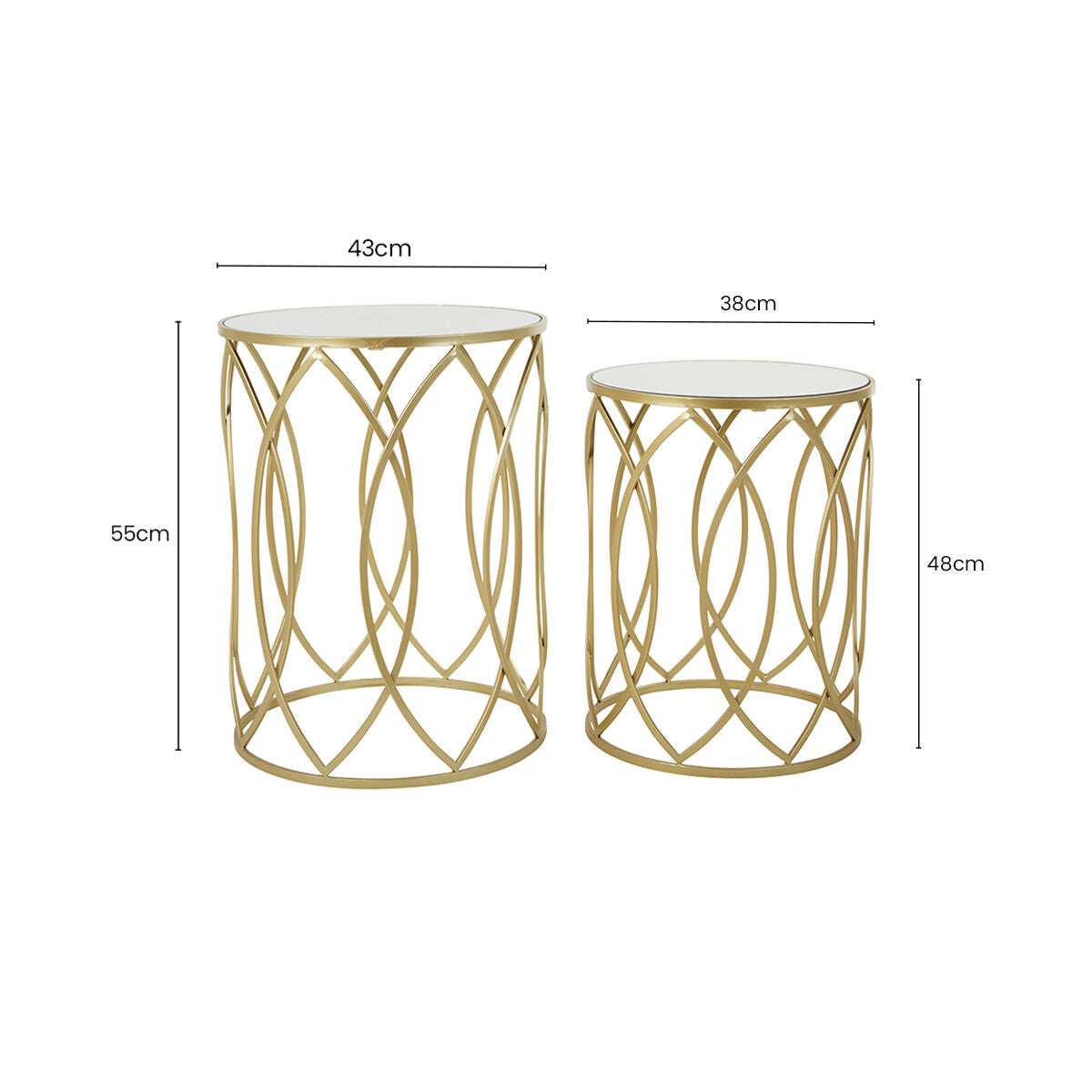 Avantis Set Of 2 Champagne Finish Side Tables
