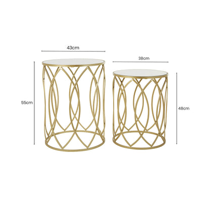 Avantis Set Of 2 Champagne Finish Side Tables