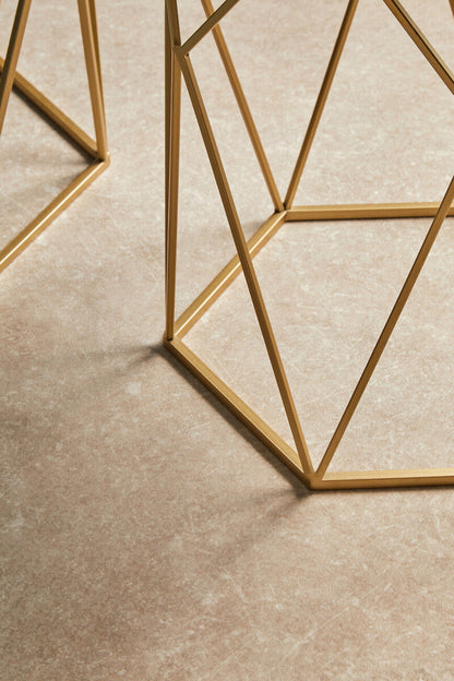 Avantis Set Of 2 Hexagonal Mirrored Top Side Tables