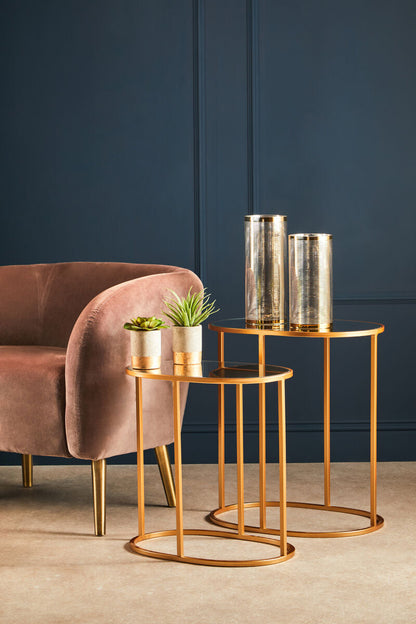 Avantis Gold Finish Set Of 2 Oval Side Tables