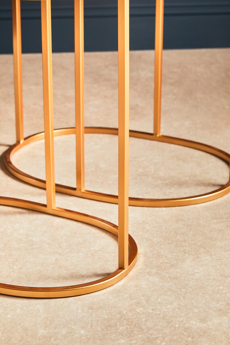 Avantis Gold Finish Set Of 2 Oval Side Tables