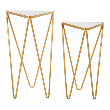 Avantis Set Of 2 Gold Finish Triangle Tables