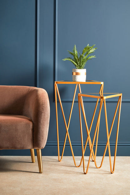 Avantis Set Of 2 Gold Finish Triangle Tables