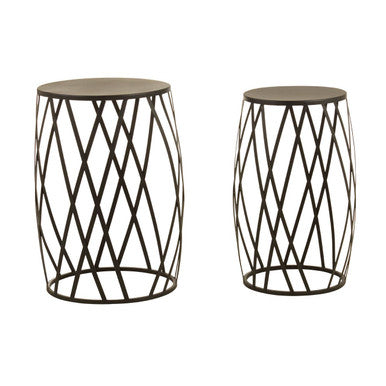 Avantis Set Of 2 Black Metal Round Side Tables