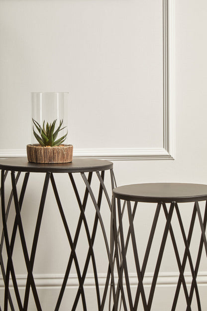 Avantis Set Of 2 Black Metal Round Side Tables