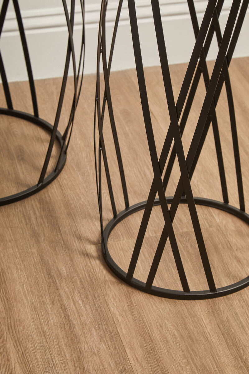 Avantis Set Of 2 Black Metal Round Side Tables