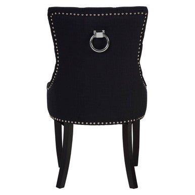 Black Linen Studded Dining Chair | Kensington Townhouse